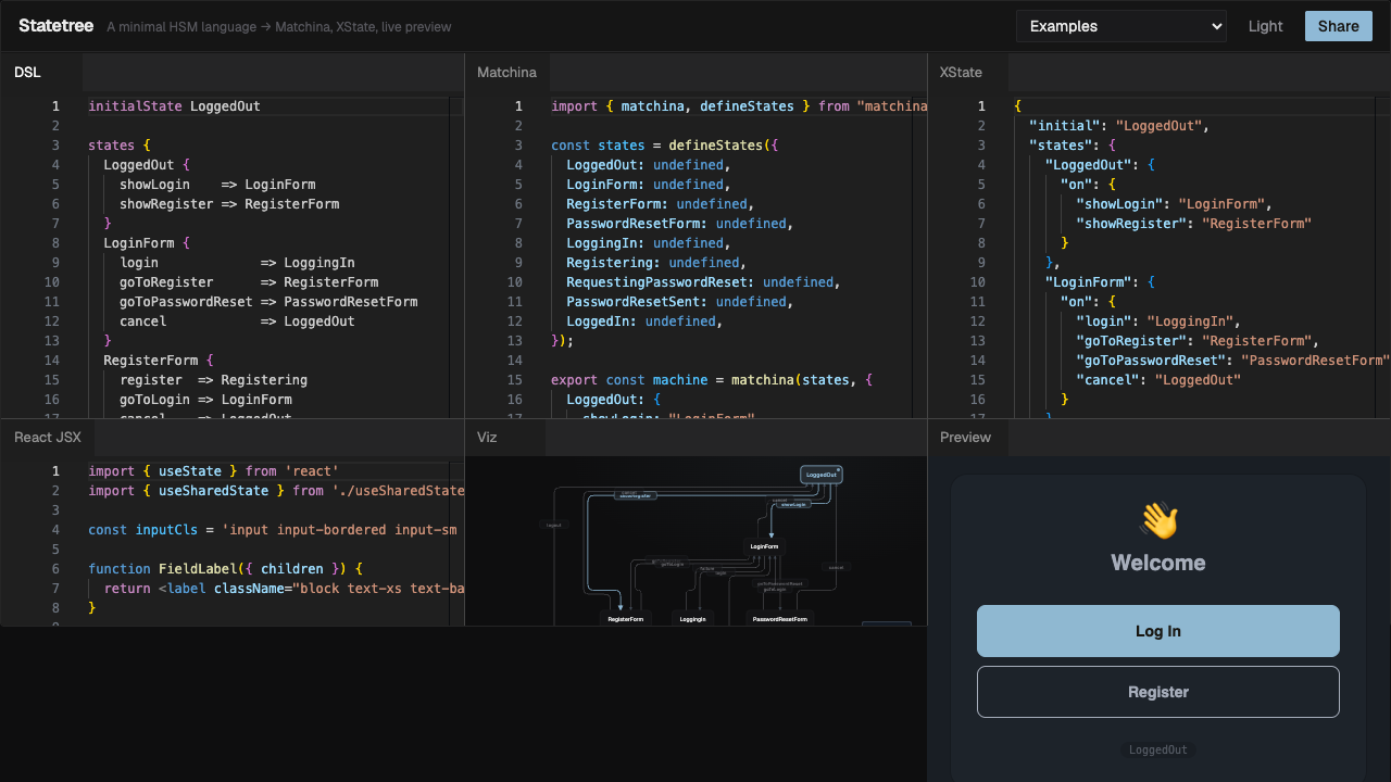 Statetree Language and Playground